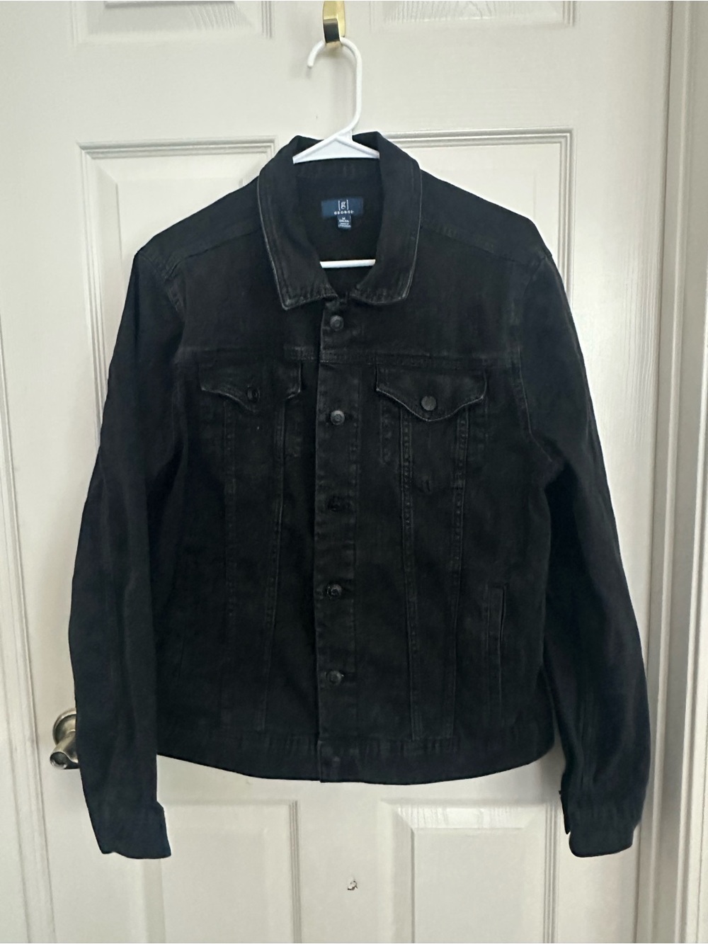 George Black Denim Jacket with Button-Front
